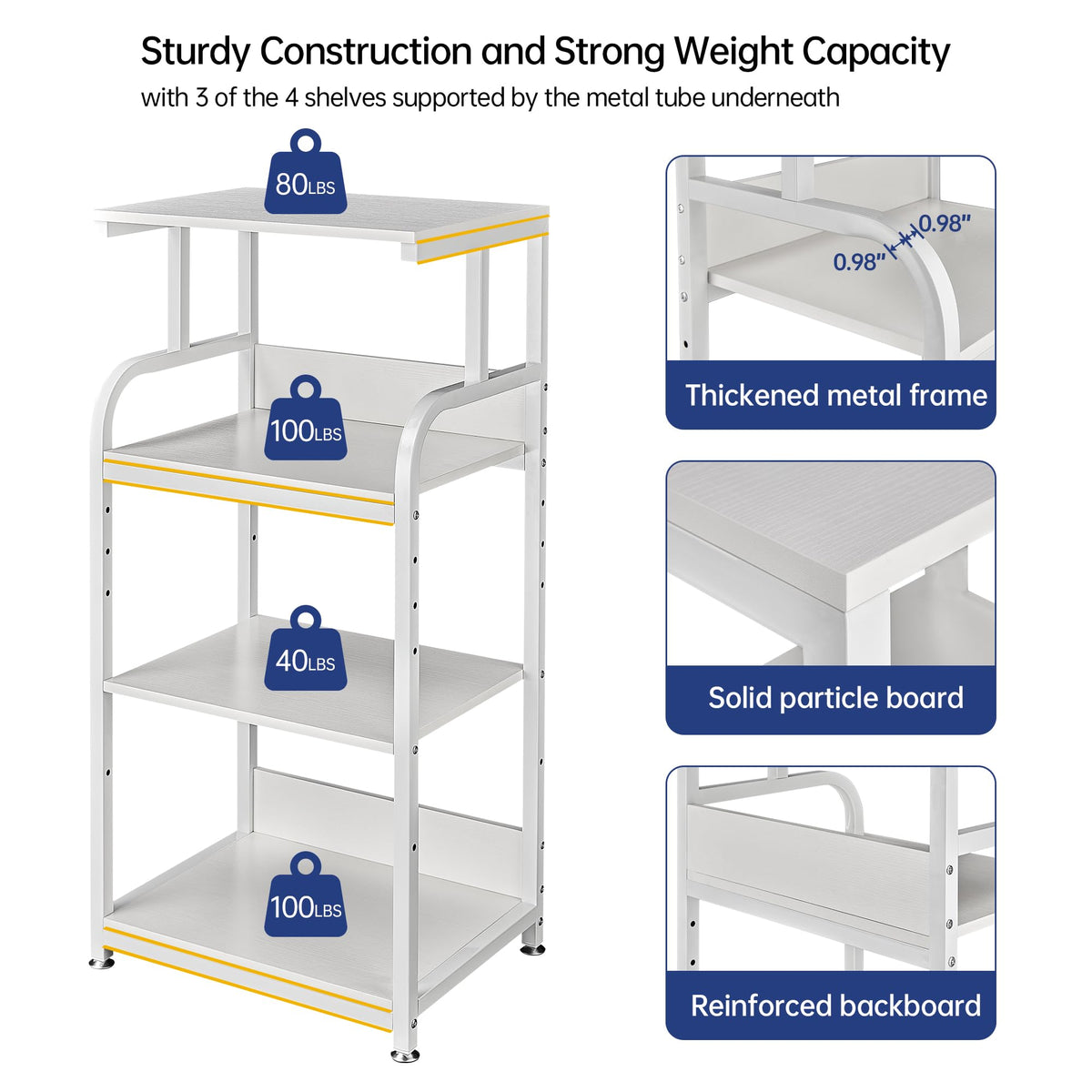 Fannova 4 Tier Tall Printer Stand with Height Adjustable Storage Shelf