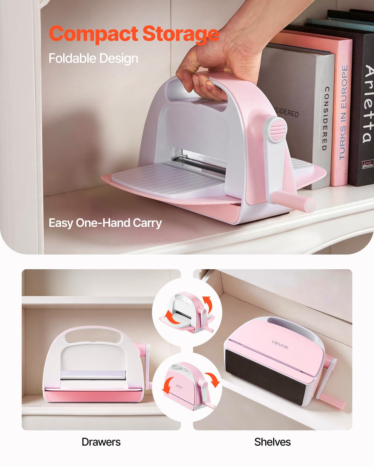 VEVOR Manual Die Cutting and Embossing Machine, 9" Opening, Portable Die Cut Machine Set with Cutting Dies, Embossing Folders, Paper Sheets, Cutting Plates, for Scrapbooking, Card Making, Crafting