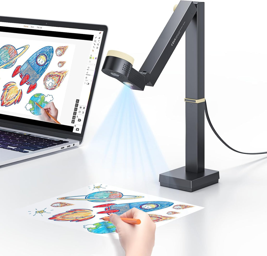 CZUR Fancy S Pro USB 12MP Document Camera for Teacher - Black