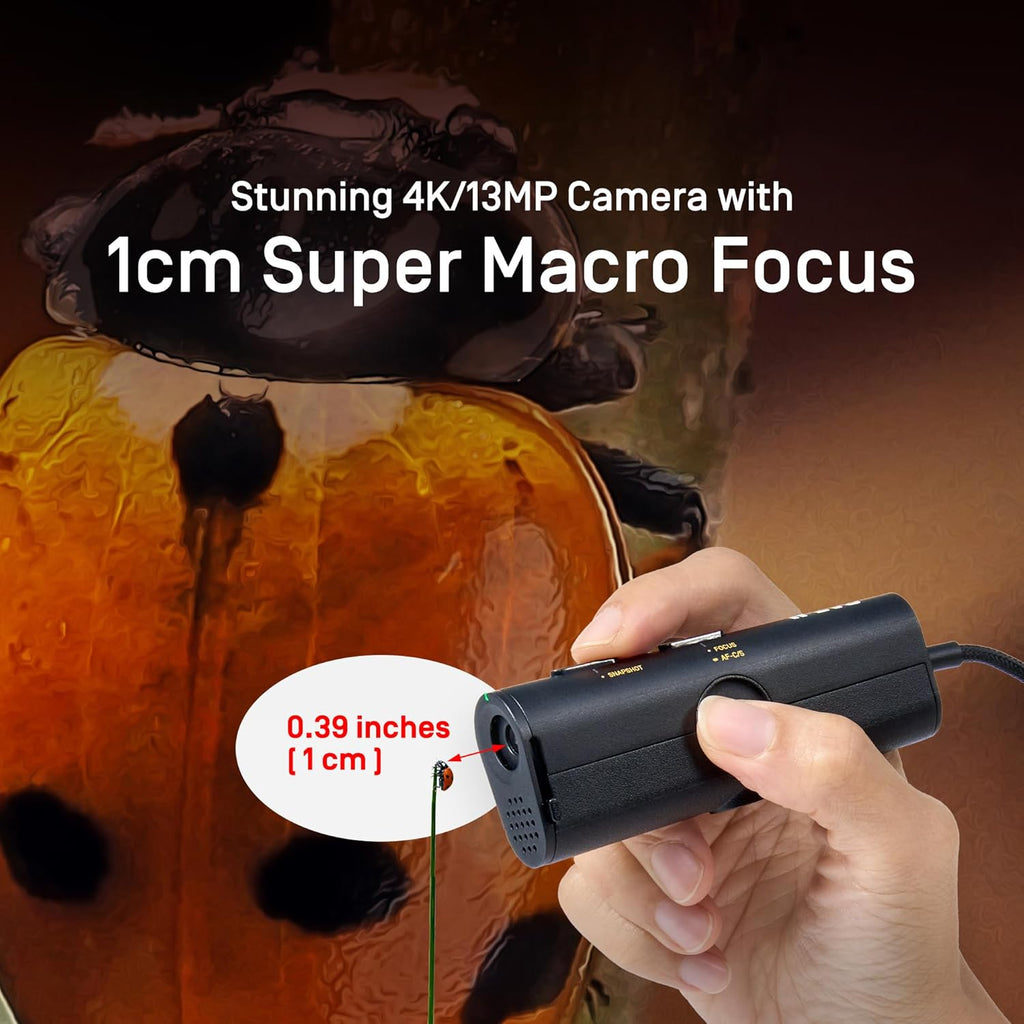 IPEVO P2V Ultra 4K/13MP Object Camera with Full Package, 1cm Super Macro Focus, Handheld, Doc Cam, Built-in Mic with AI Noise Reduction, for Close-up Demo, Teaching, Presentation & Online Meeting