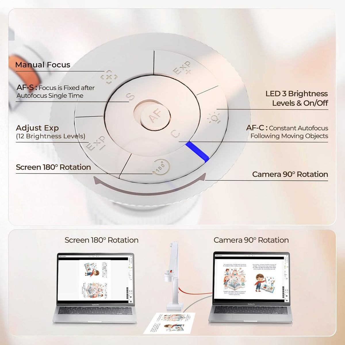 CZUR Fancy S Pro USB 12MP Document Camera for Teacher - White