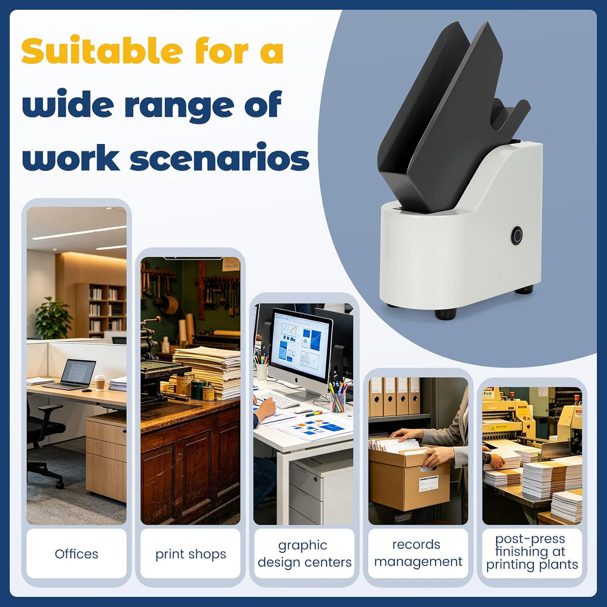 Desktop Paper Jogger for Document Alignment & Organization, Paper Jogger with 300 Sheet Large Load, 6000R/Minute Vibration with Static Reduction, 5s Fast Alignment, for A4/A5/A6 Paper Sizes