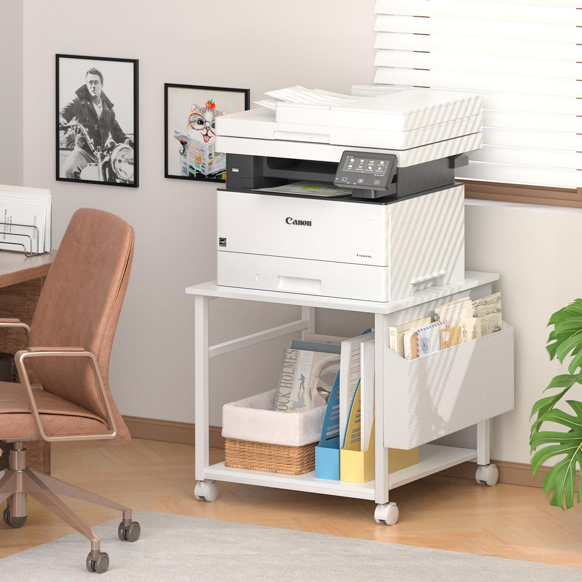Lerliuo Brown Large Printer Stand with Storage