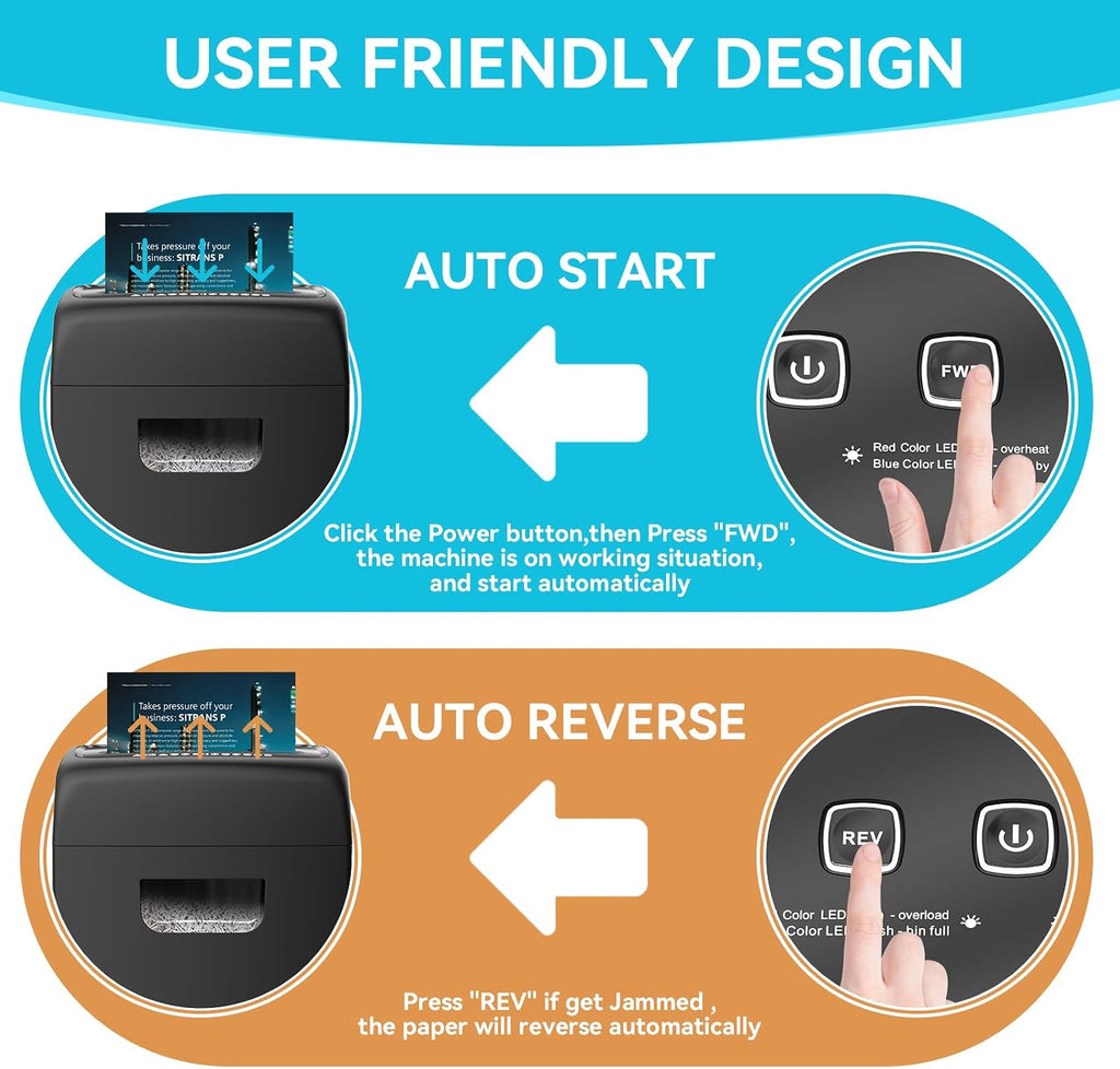 Small Office Compact Desktop Business Professional Strip Cut Paper Shredder High Power Auto Feed Microcut Paper Shredder Automatic Micro-Cut Paper