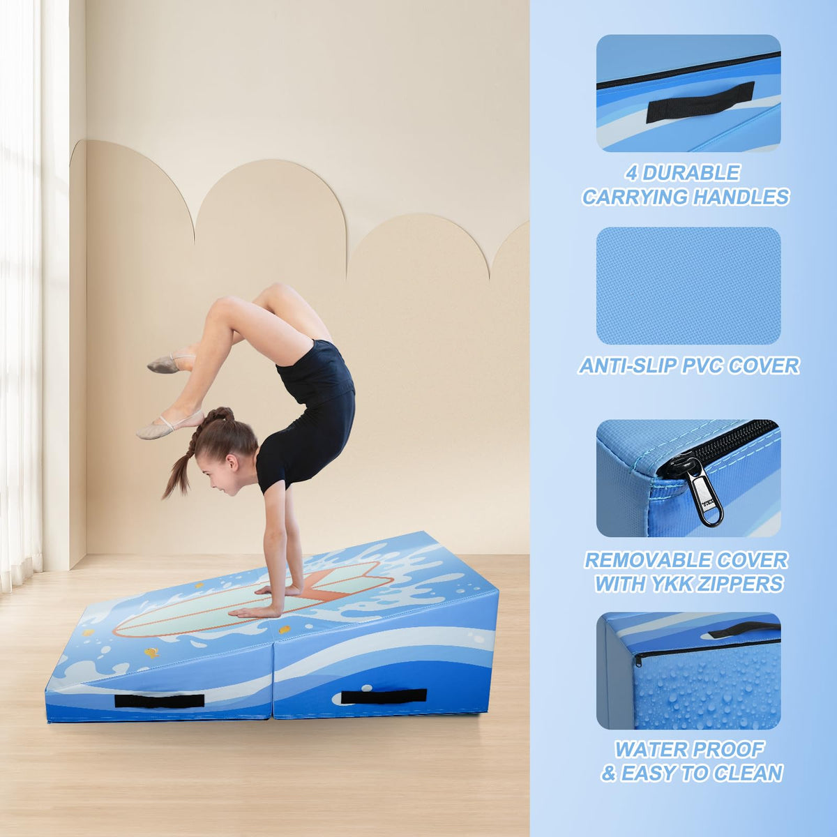 Kangaroo Hoppers Gymnastics Cheese Wedge Mat for Kids Ages 1-12