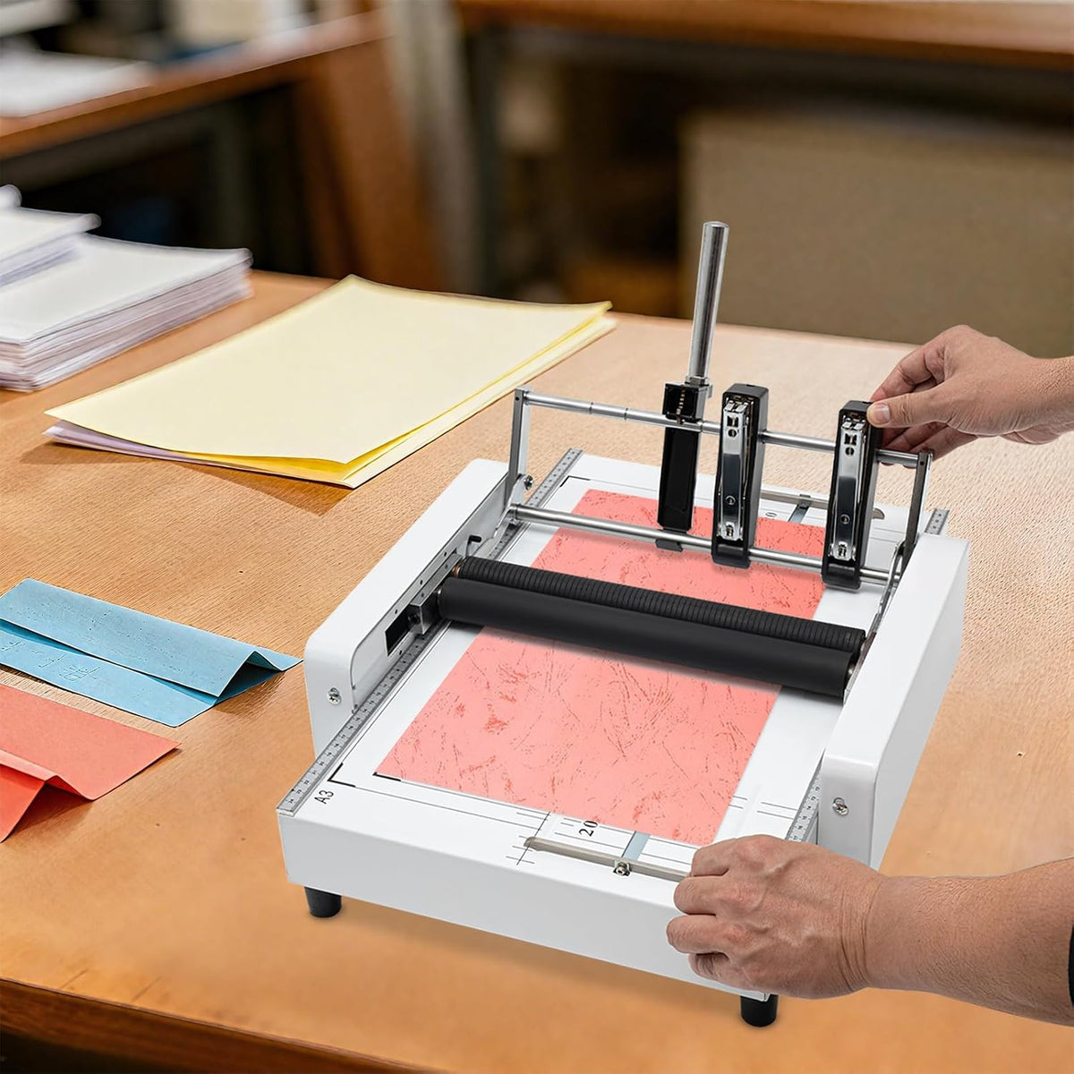A3 Paper Folding Machine 2-in-1 Folding & Bindin Double Support Shaft