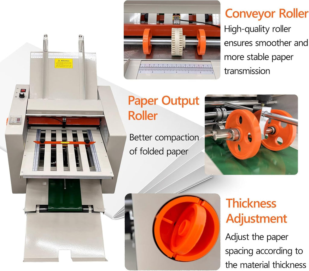 TECHTONGDA Automatic Paper Folding Machine 2"x3" up to 12"x27" Folded Size 110V