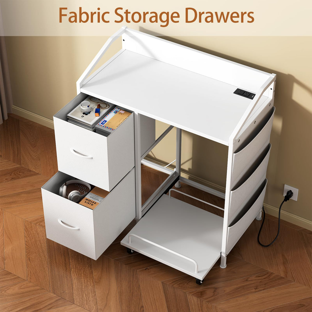 Printer Stand with Storage, Lateral Office Filing Cabinets with Power outlets & USB Charging Port, File Cabinet with Large Printer Stands for Home Office, Shredder Stand Rack (Black)
