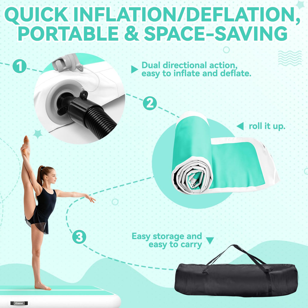 FBSPORT 6.6ft/10ft/13ft/16ft/20ft Inflatable Air Gymnastics Training Mat