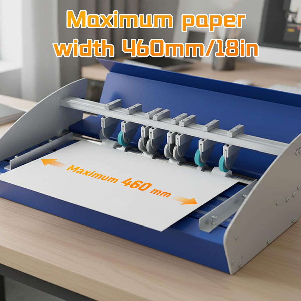 3-in-1 Electric Paper Creasing Machine, 460mm (18-Inch) Heavy Duty Metal Scorer Perforator with Scale Ruler, 110V Auto Folding Machine for Menus, Cards, Invitations and Documents
