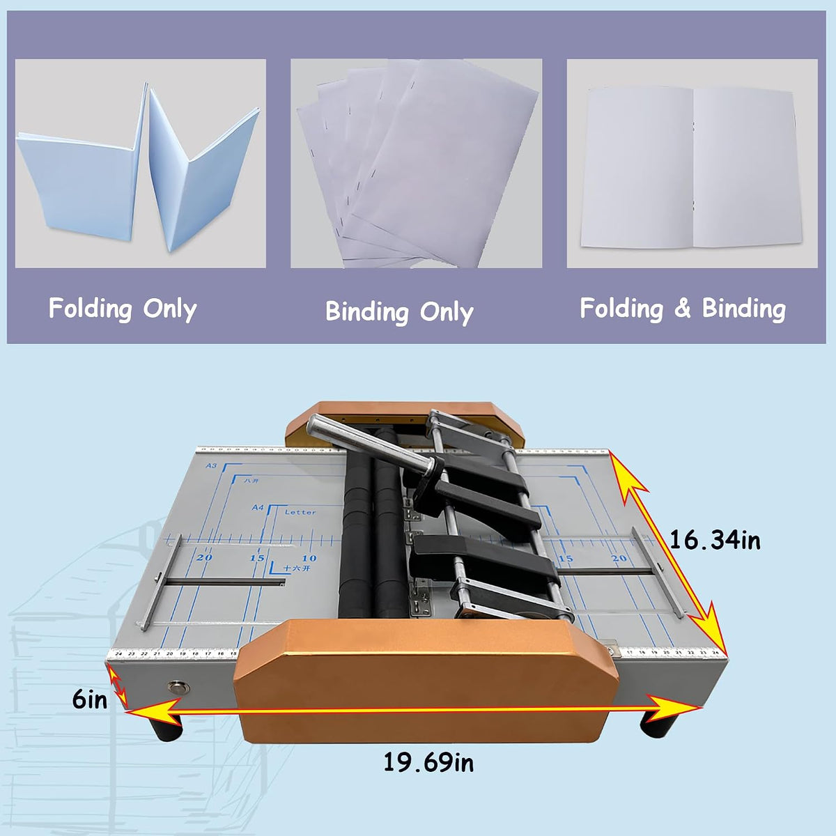 INTSUPERMAI Automatic Booklet Binding and Folding Machine,12.48" X 17.32" Maximum Folding Size, Folds 17 Sheets of 80 GSM Paper, for Booklet Production Such As Atlases, Brochures, Books, ETC.