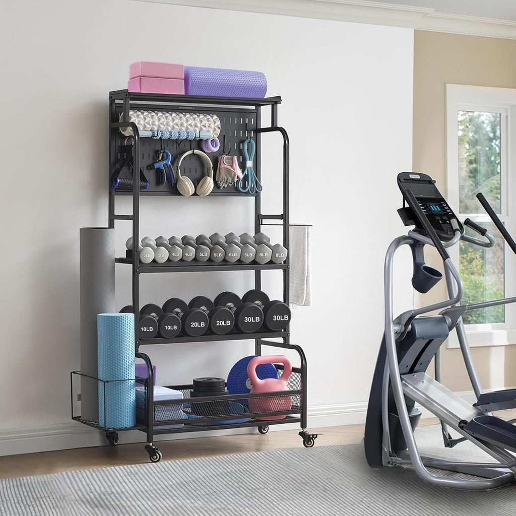 Lauren&Harold 56'' Taller Home Gym Storage Organizer with Hanging Board