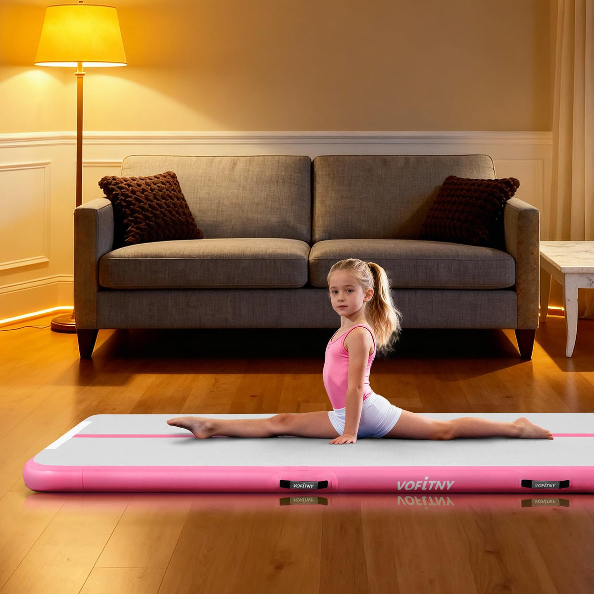 VOFiTNY Inflatable Gymnastics Air Mat Tumble Track with Pump for Training