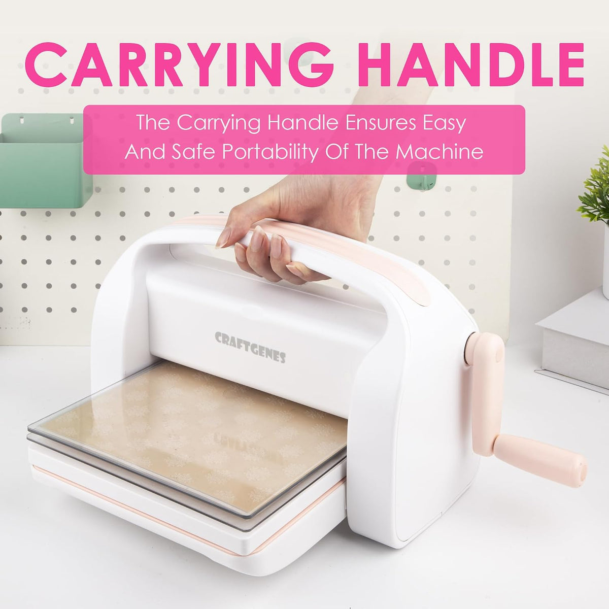 CraftGenes 9-Inch Die Cutting and Embossing Machine for Card Making, Pink