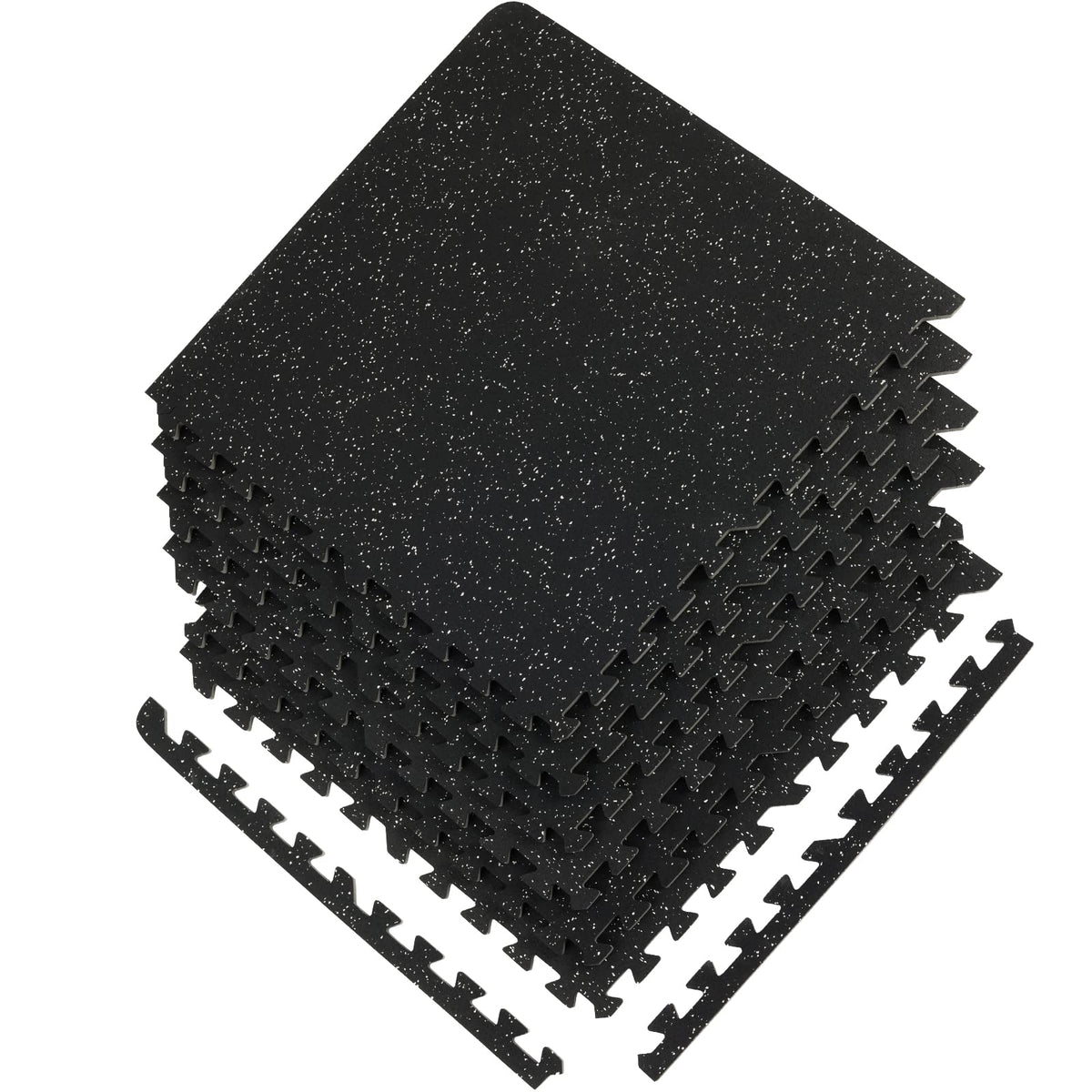 VEVOR 0.56Inch 48sq.ft 12 Tiles Gym Flooring for Home Gym, Rubber Top with High Density EVA Foam, 25 x 25In Gym Floor Exercise Equipment Mats, Interlocking Gym Mats, Puzzle Workout Mats, Black & Gray