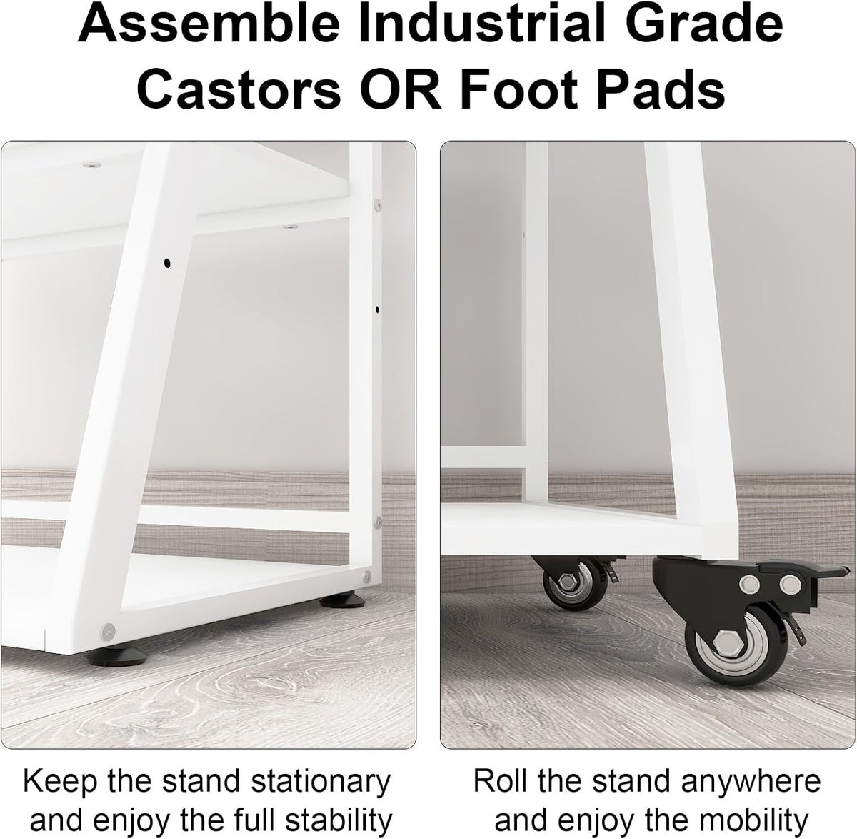 Natwind 3 Tier Large Printer Stand, 24"x20", with Charging Station,White