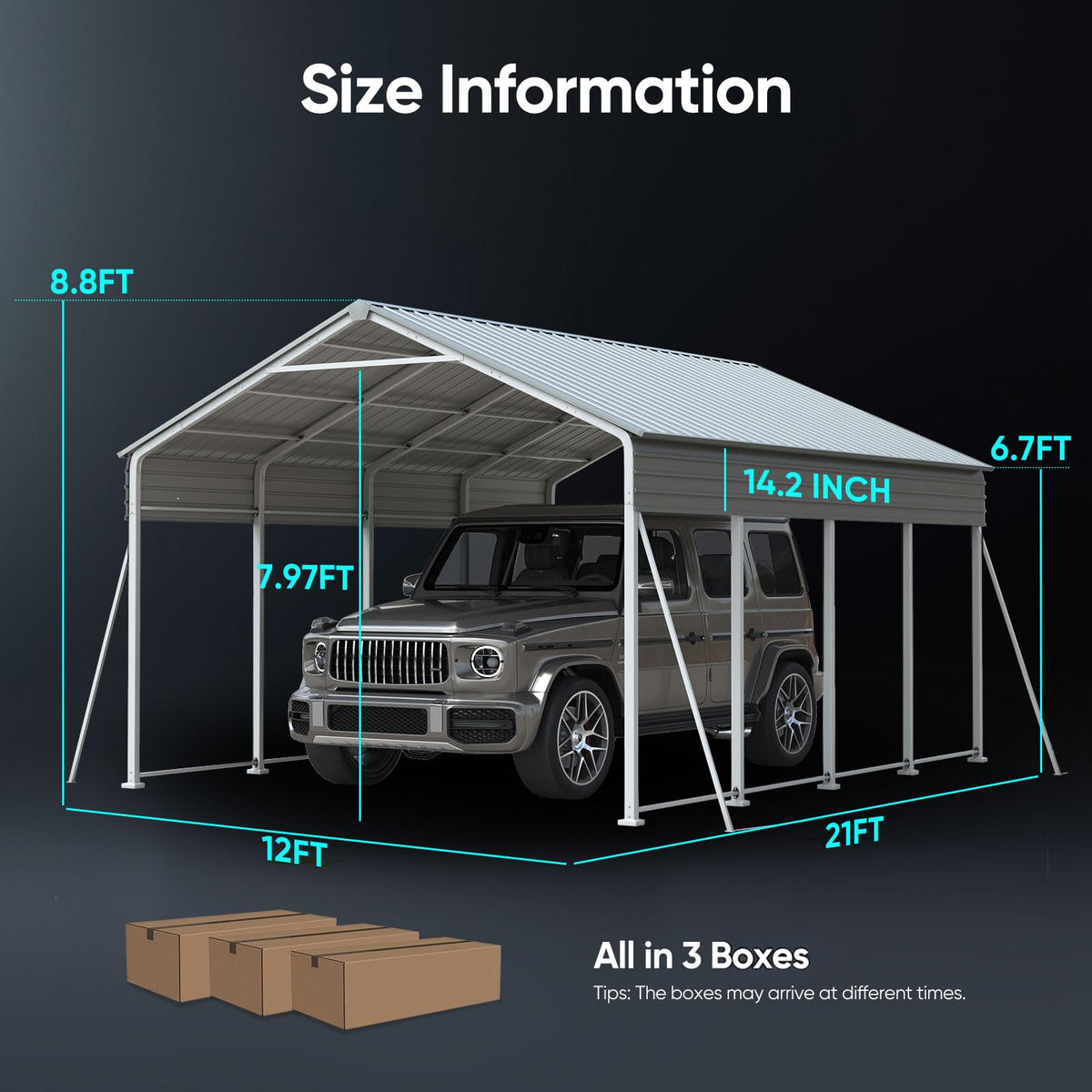 Quictent 14x25x15 FT RV Metal Carport, Heavy Duty Reinforced Steel Shelter with Side Panel, Extra Tall Outdoor Garage Canopy for RV, Boat, Truck and Farm Equipment