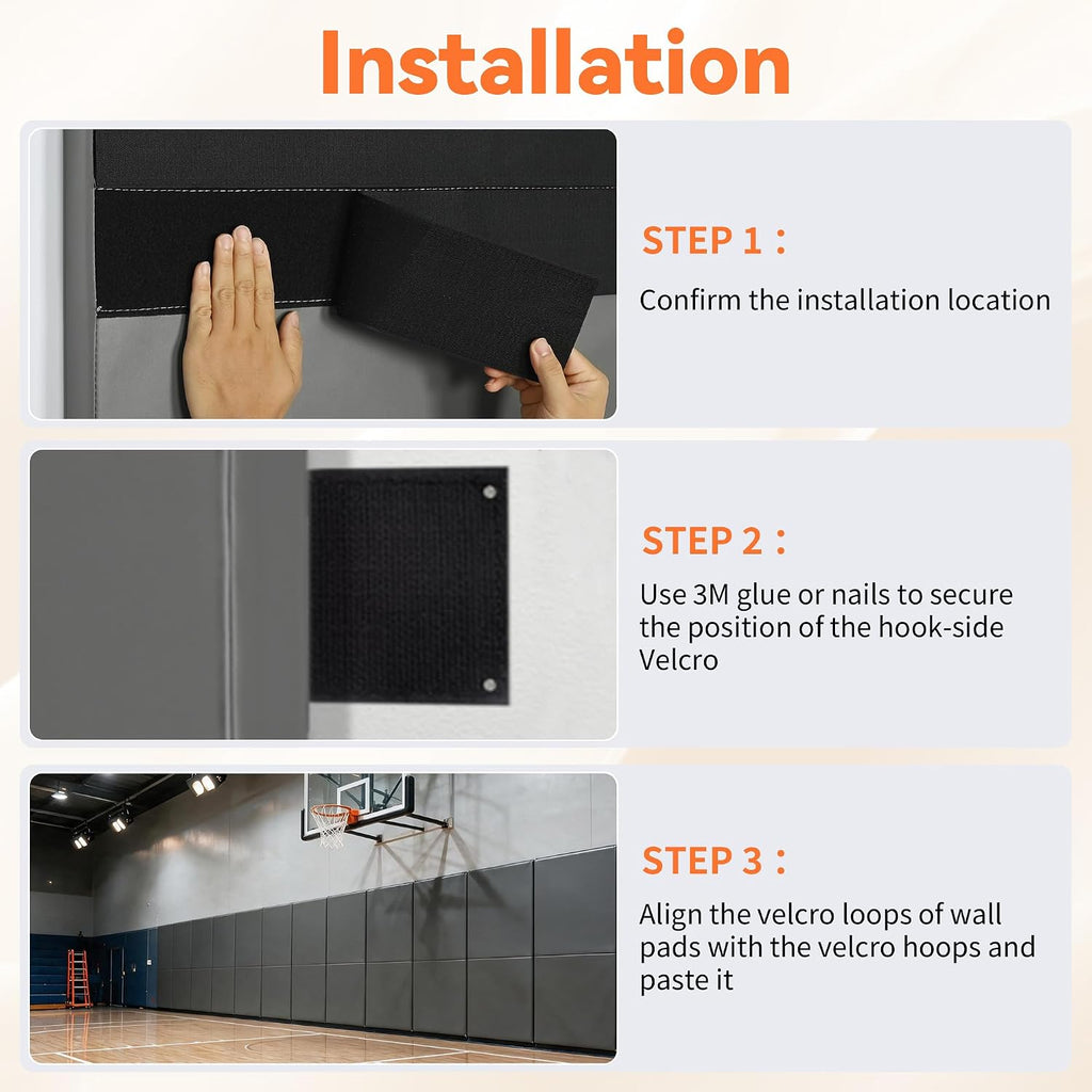 72'' Gym Wall Padding, Shock Absorbing Mat 1 Pack 23.6in Wide