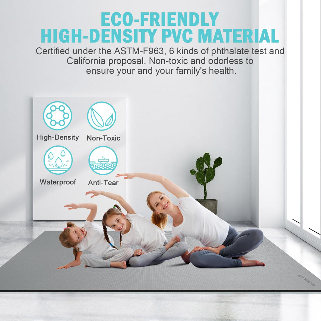 Large Exercise Mat 8'x5'|12'x6'|10'x6'|6'x4'|6'x2' Workout Mat for Home Gym Mats Exercise Heavy Duty Gym Flooring Fitness Mat Large Yoga Mat Cardio Mat for Weightlifting, Jump Rope, MMA, Shoe-Friendly