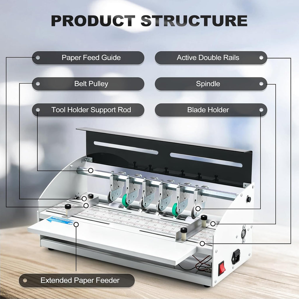 Mxmoonant 3-in-1 Electric Creasing Machine 18.5"(470mm), 25r/min, 4 Blades