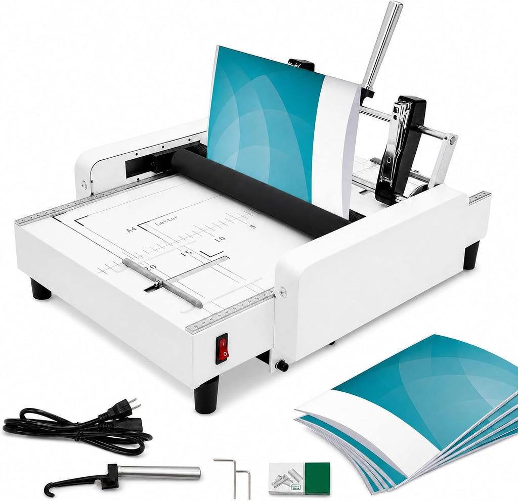 Automatic Booklet Maker Machine, Max 11.7" Ã 16.5" Paper Folding and Binding Machine Book Stapler Saddle Stitch Booklet Folder Stapler Stapling Machine for Homes Schools Churches