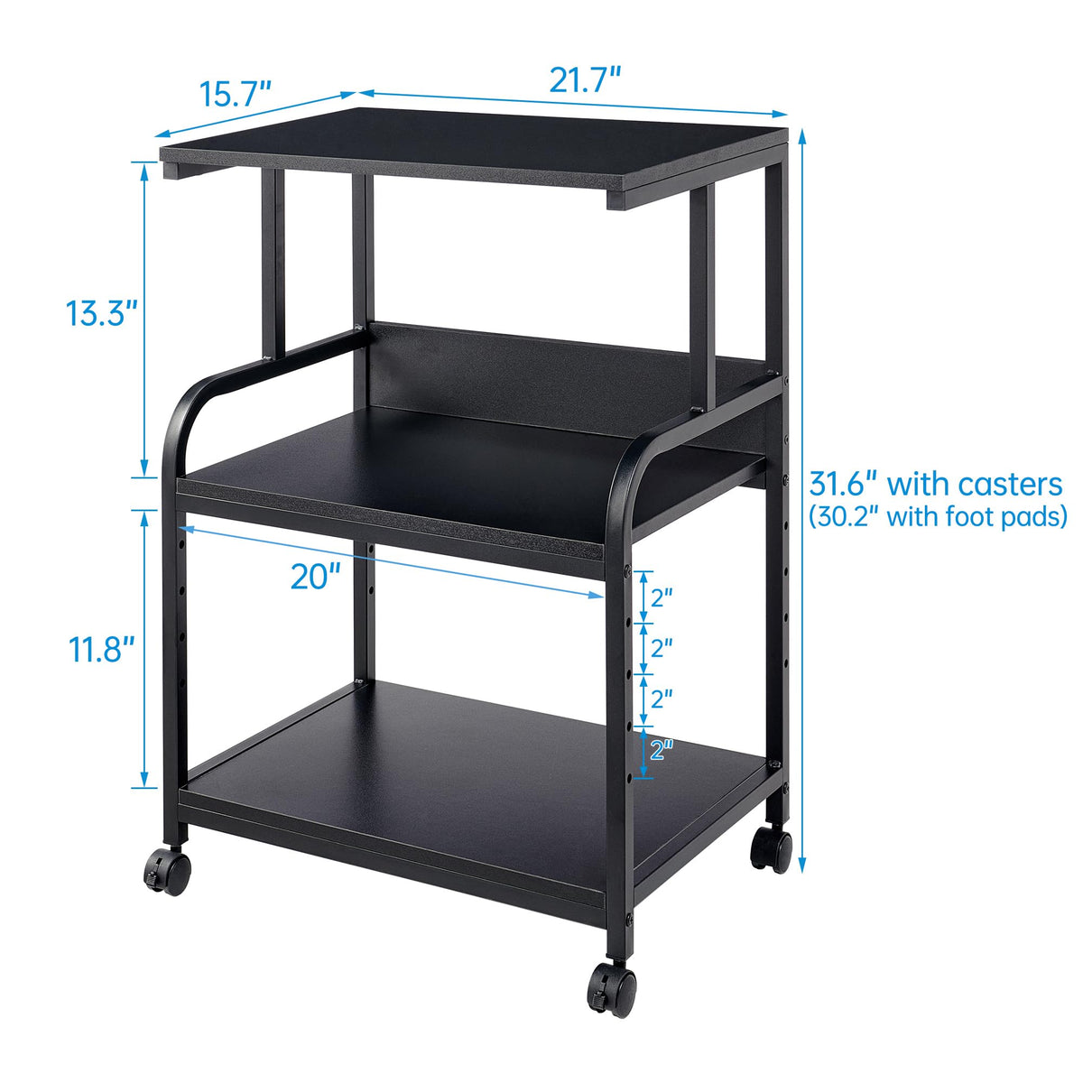 Fannova Printer Stand with Height Adjustable Storage Shelf for Home Office