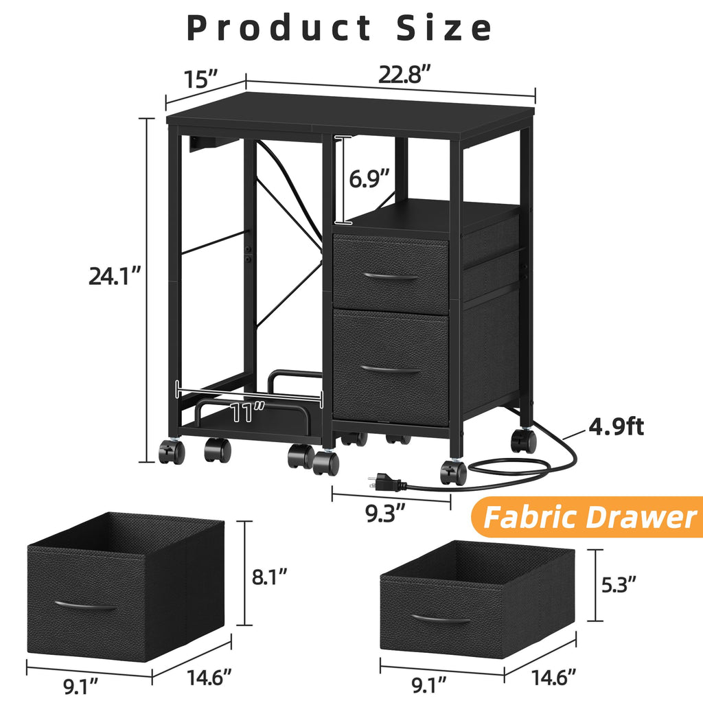 YAOHUOO Printer Stand with Power Outlet/Drawers, Printer and Shredder Stand