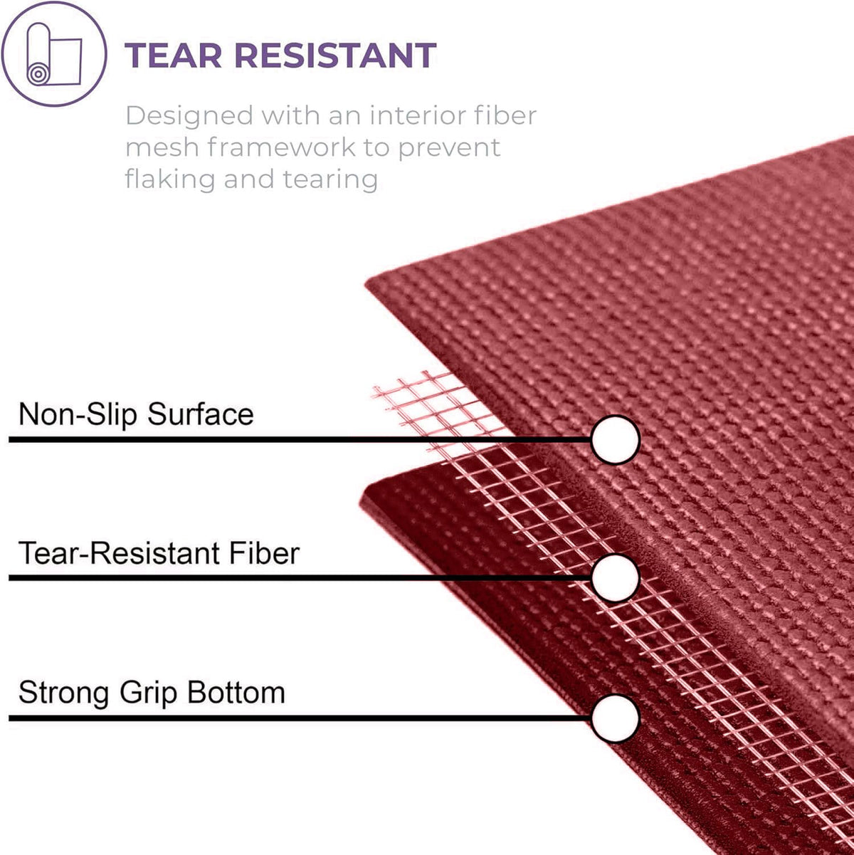 Voyage 5mm Studio Yoga Mats, 6 Pack, 72x24in