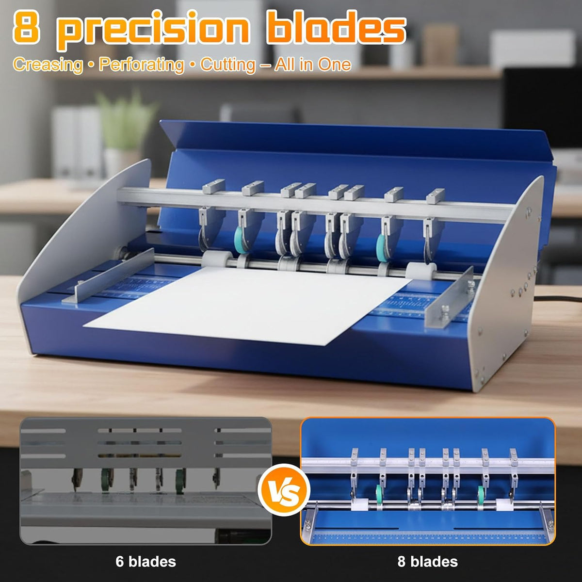 3-in-1 Electric Paper Creasing Machine, 460mm (18-Inch) Heavy Duty Metal Scorer Perforator with Scale Ruler, 110V Auto Folding Machine for Menus, Cards, Invitations and Documents