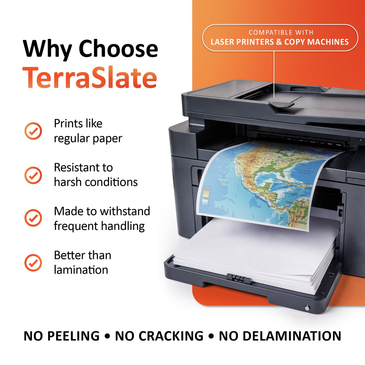 TerraSlate Premium Waterproof Printer Paper, 8 Mil 8.5 x 11 Inches, Durable & Heavy-duty paper (1000 Sheets)