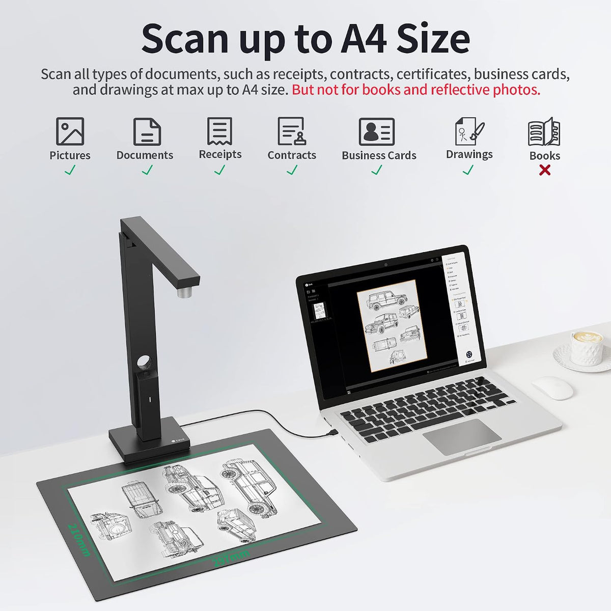 CZUR Lens800 Pro Portable 8MP A4 Document Scanner