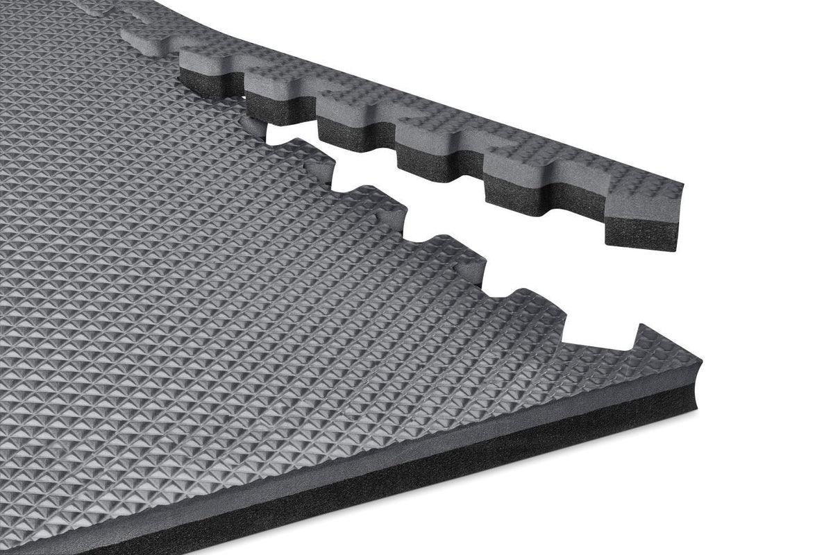 Norsk Reversible 3/4" EVA Foam Gym Floor Tiles, Gray/Black, 12-Pack