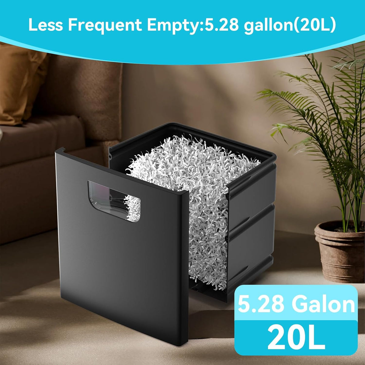22-Sheet Heavy Duty Paper Shredder P-4 High Security Cross Cut 56 dB Ultra Quiet 9.24 Gallon Pull-Out Waste Bin for Home Office Commercial Use Shreds Cardboard Paper Credit Cards 20-Minute Run Time
