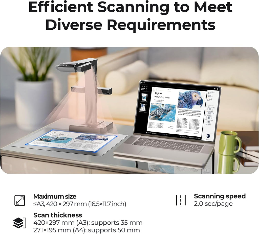 CZUR ET16 Plus Advanced Book & Document Scanner, 16MP Camera