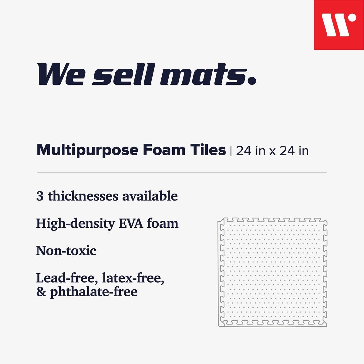We Sell Mats 3/8" Thick Multipurpose EVA Foam Exercise Floor Mat, Interlocking Tiles, Anti-Fatigue for Home or Gym