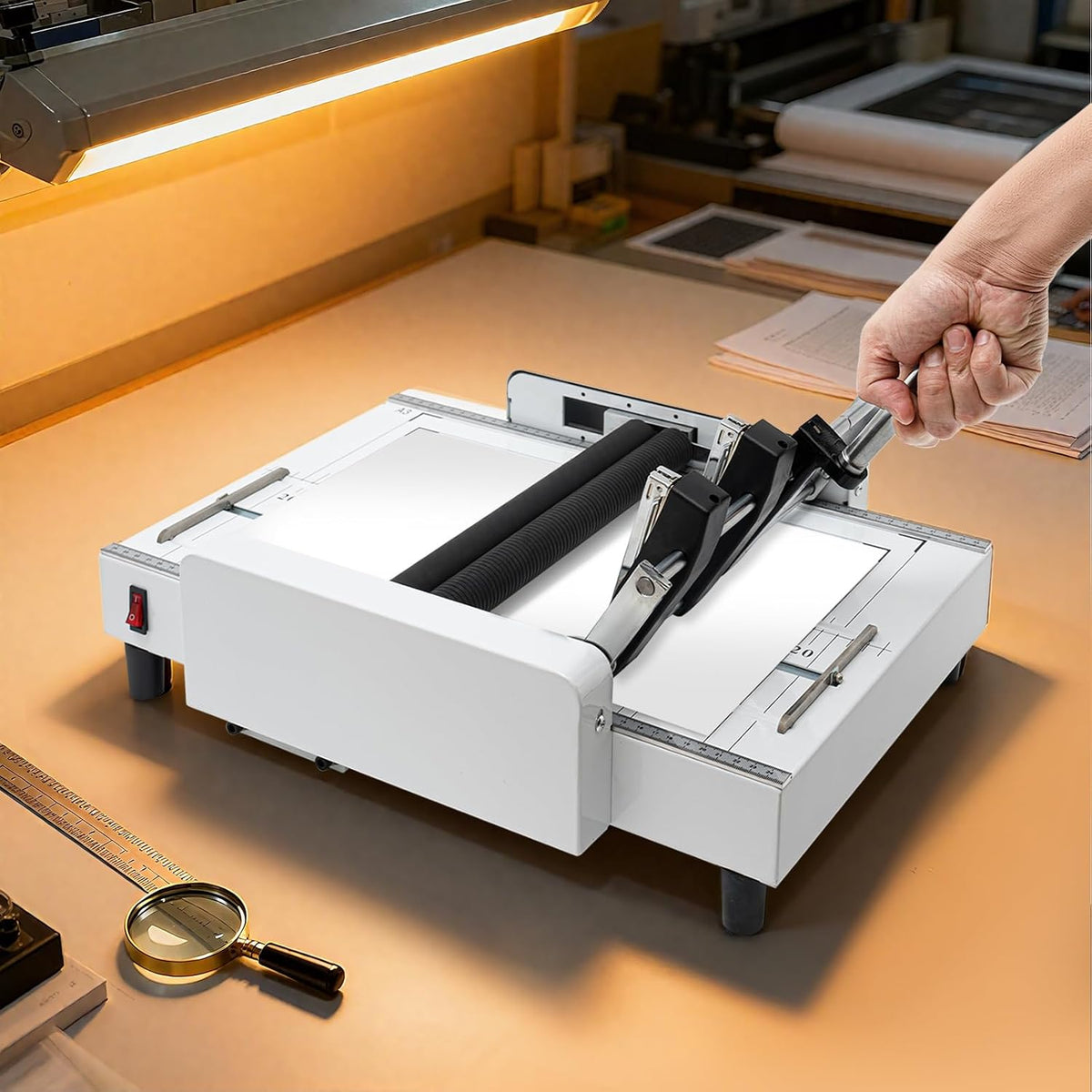 A3 Paper Folding Machine 2-in-1 Folding & Bindin Double Support Shaft