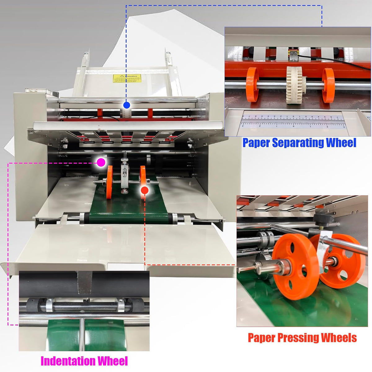INTSUPERMAI 110V Automatic Paper Folding Machine, 4 Folding Plates, Multiple Folding Forms, Max Speed 262ft/min, Z Fold Paper Folding Machine for Manuals Document Business Letters