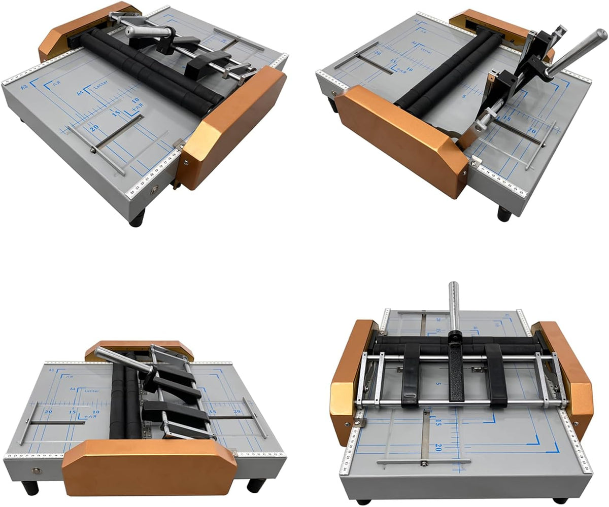 INTBUYING A3 Booklet Maker 3in1 Folding Binding Machine 17sheets Capacity Paper Booklet Binder Maker Folding Stapling 110V 60W 5 Stapling Positions