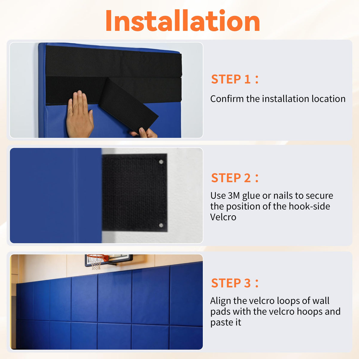 72'' Gym Wall Padding, Shock Absorbing Mat 1 Pack 23.6in Wide