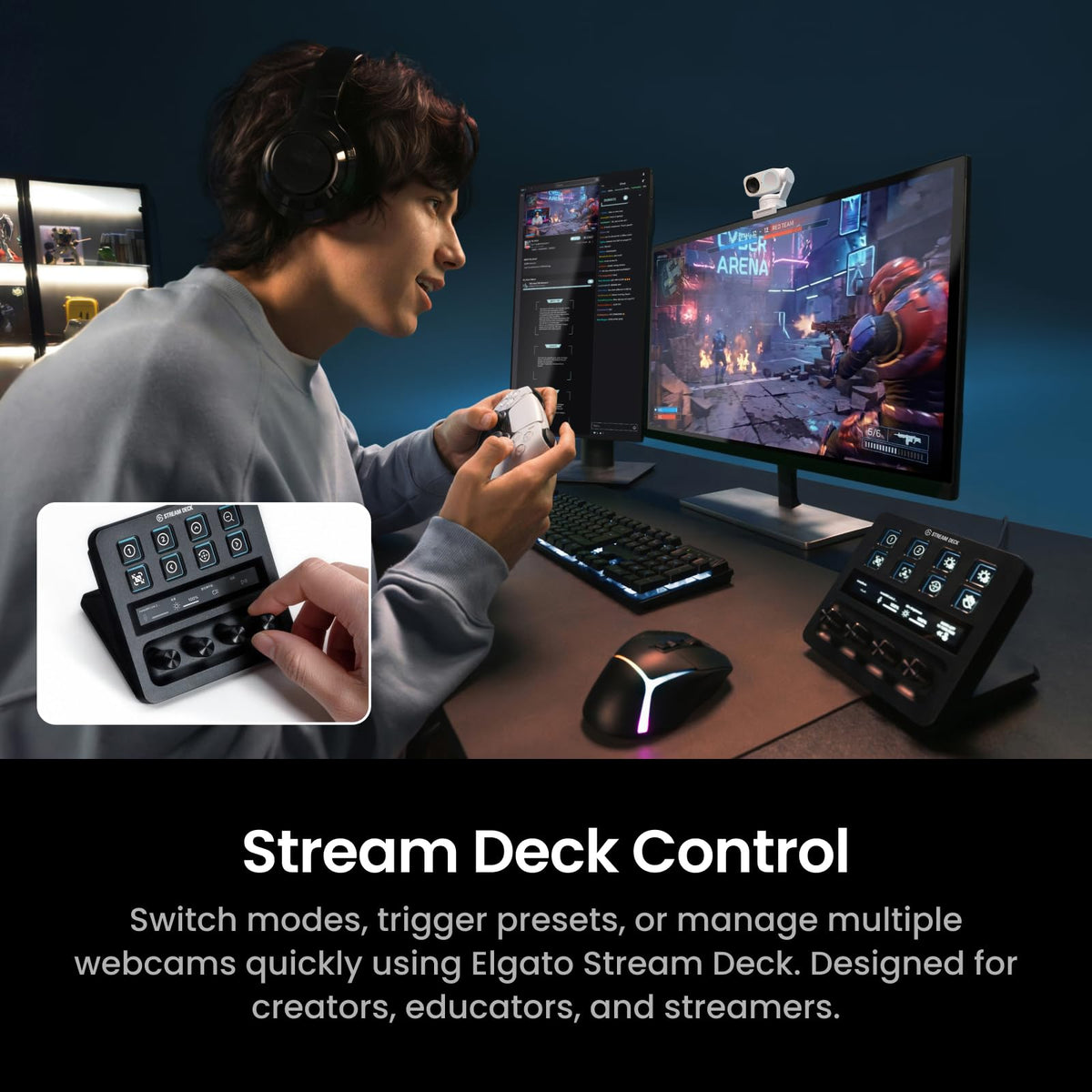 Insta360 Link 2 Pro â 4K PTZ Webcam for PC/Mac, 1/1.3â Sensor, Low-Light, AI Tracking, HDR, Directional Noise-Canceling Mics, Supports Stream Deck, Zoom, Teams, Twitch for Streaming or Meetings