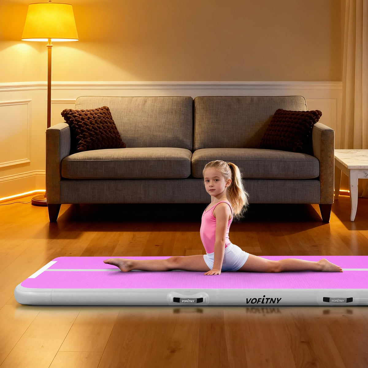 VOFiTNY Inflatable Gymnastics Air Mat Tumble Track with Pump for Training