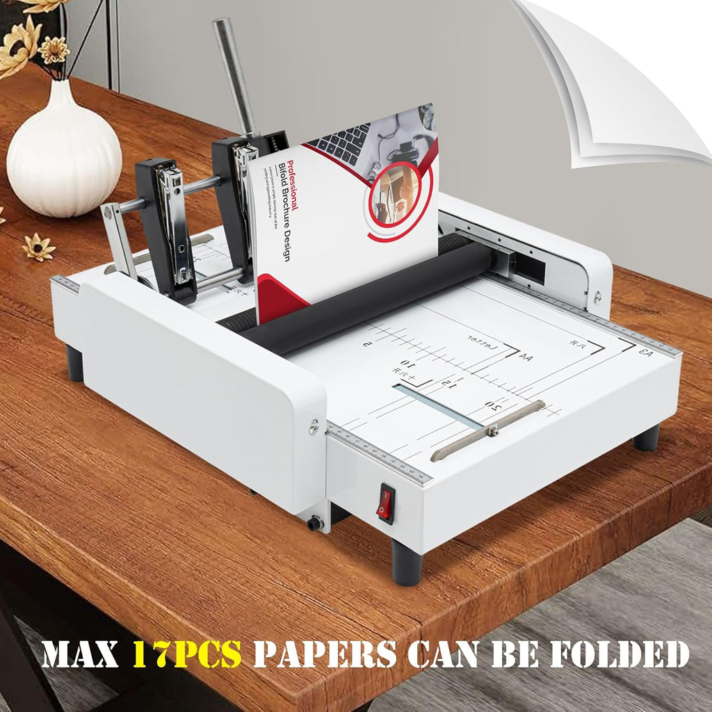 Paper Folding Machine, A3 Paper Folder Machine Automatic Booklet Maker Booklet Making Machine Paper Bookbinding Folding Machine 200-300 Booklets/Hour