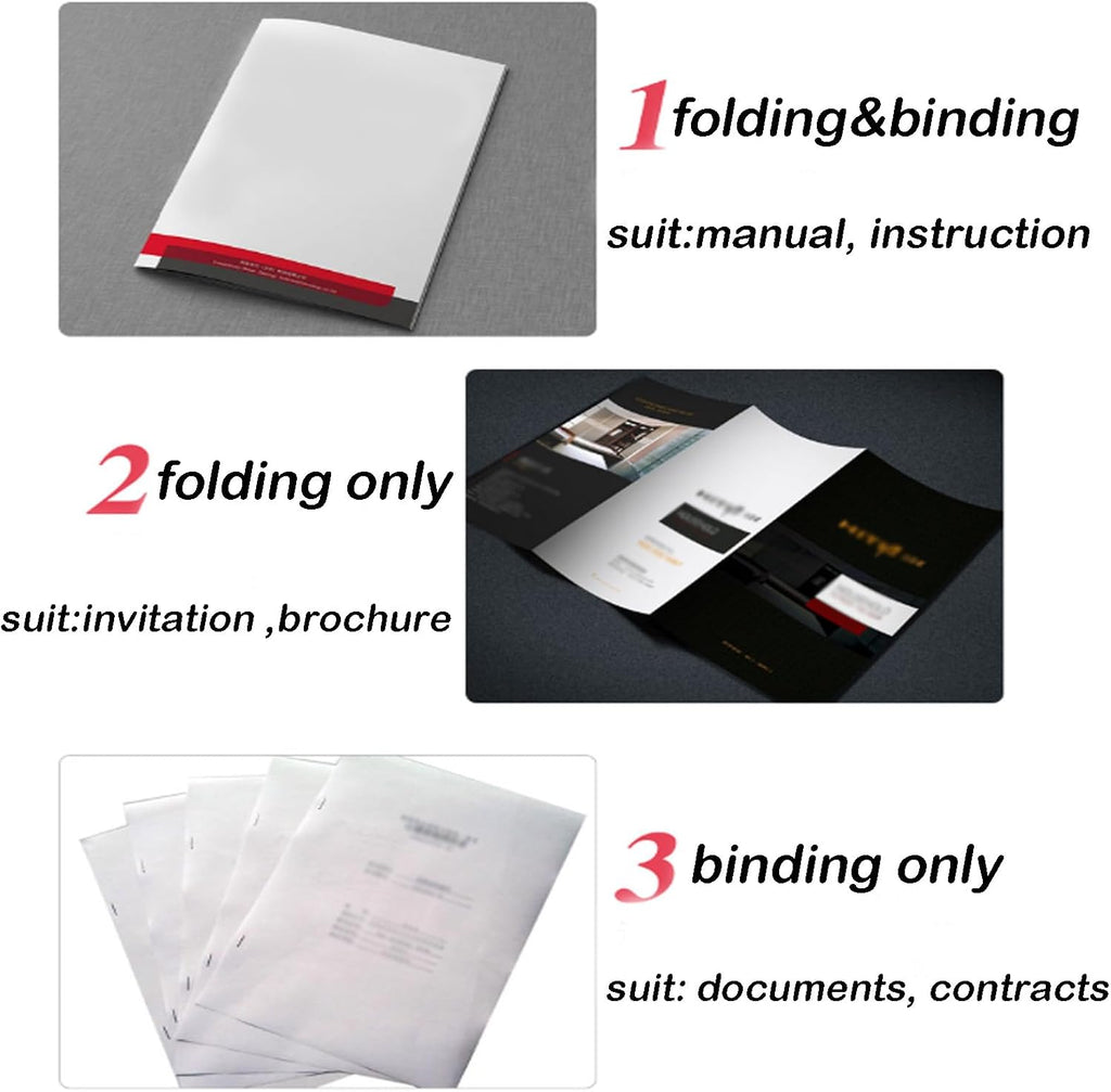 INTBUYING A3 Booklet Maker 3in1 Folding Binding Machine 17sheets Capacity Paper Booklet Binder Maker Folding Stapling 110V 60W 5 Stapling Positions