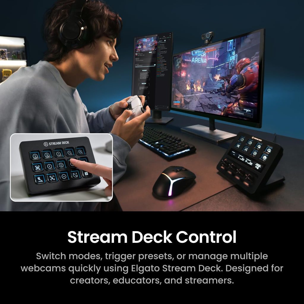 Insta360 Link 2 Pro â 4K PTZ Webcam for PC/Mac, 1/1.3â Sensor, Low-Light, AI Tracking, HDR, Directional Noise-Canceling Mics, Supports Stream Deck, Zoom, Teams, Twitch for Streaming or Meetings