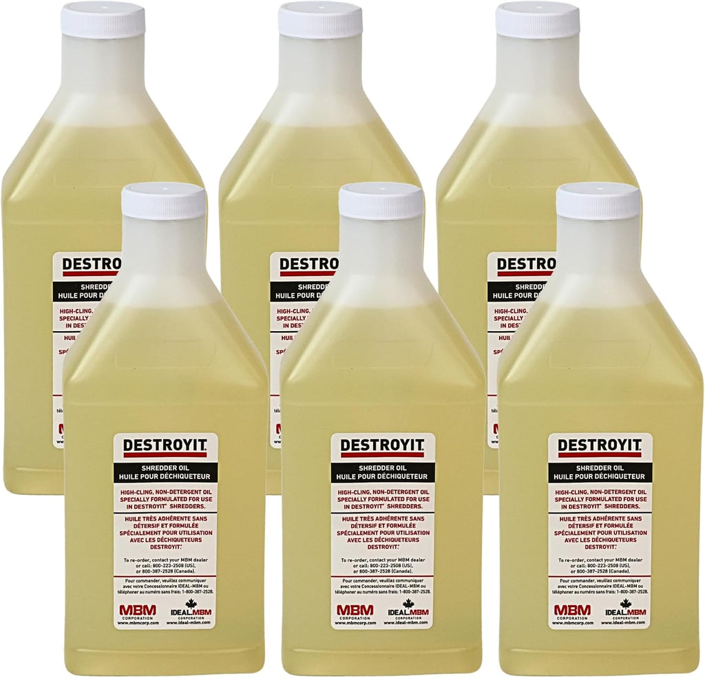 MBM AC CED21/6 Destroyit Shredder Oil (Pack of 6), 1 Quartz Bottles (32oz), Compatible with Any Distroyit Shredders, Special Formula