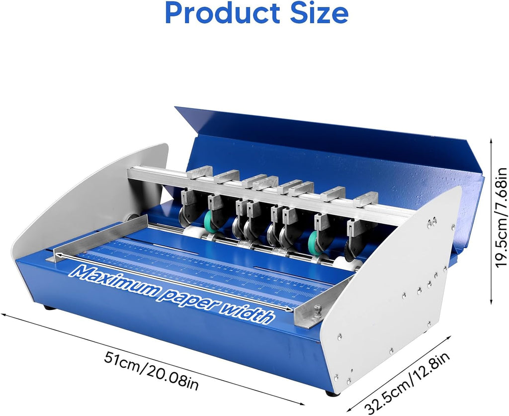 3-in-1 Electric Creasing Machine, 460mm Folding Paper Creasing Perforating Maker with Scale Ruler for Photos Documents Menus Envelopes Note, Heavy Duty Metal Paper Creaser Scorer