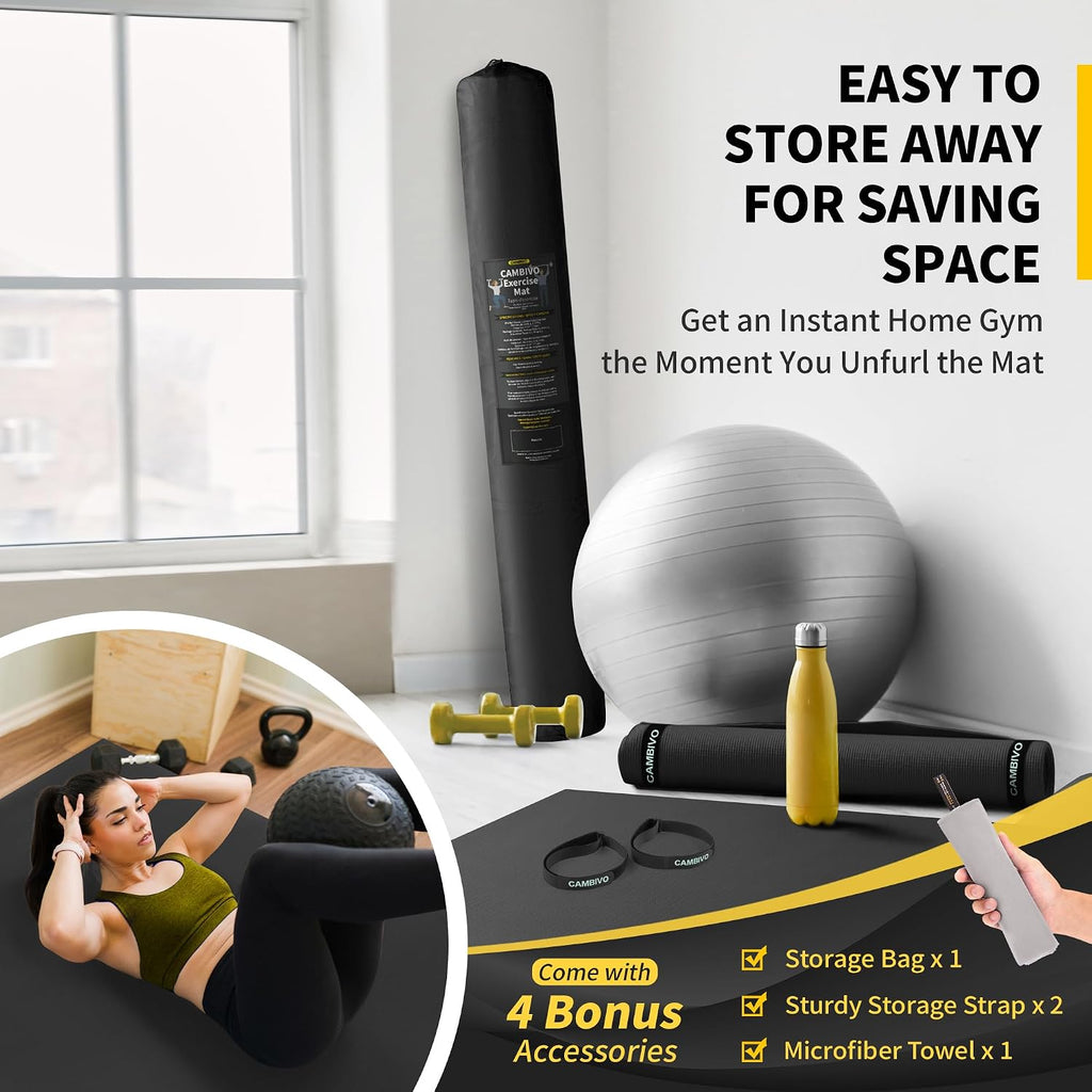 CAMBIVO 8'x6'/7'x5'/6'x4' Large Exercise Mat Workout Mat for Home Gym, 7mm