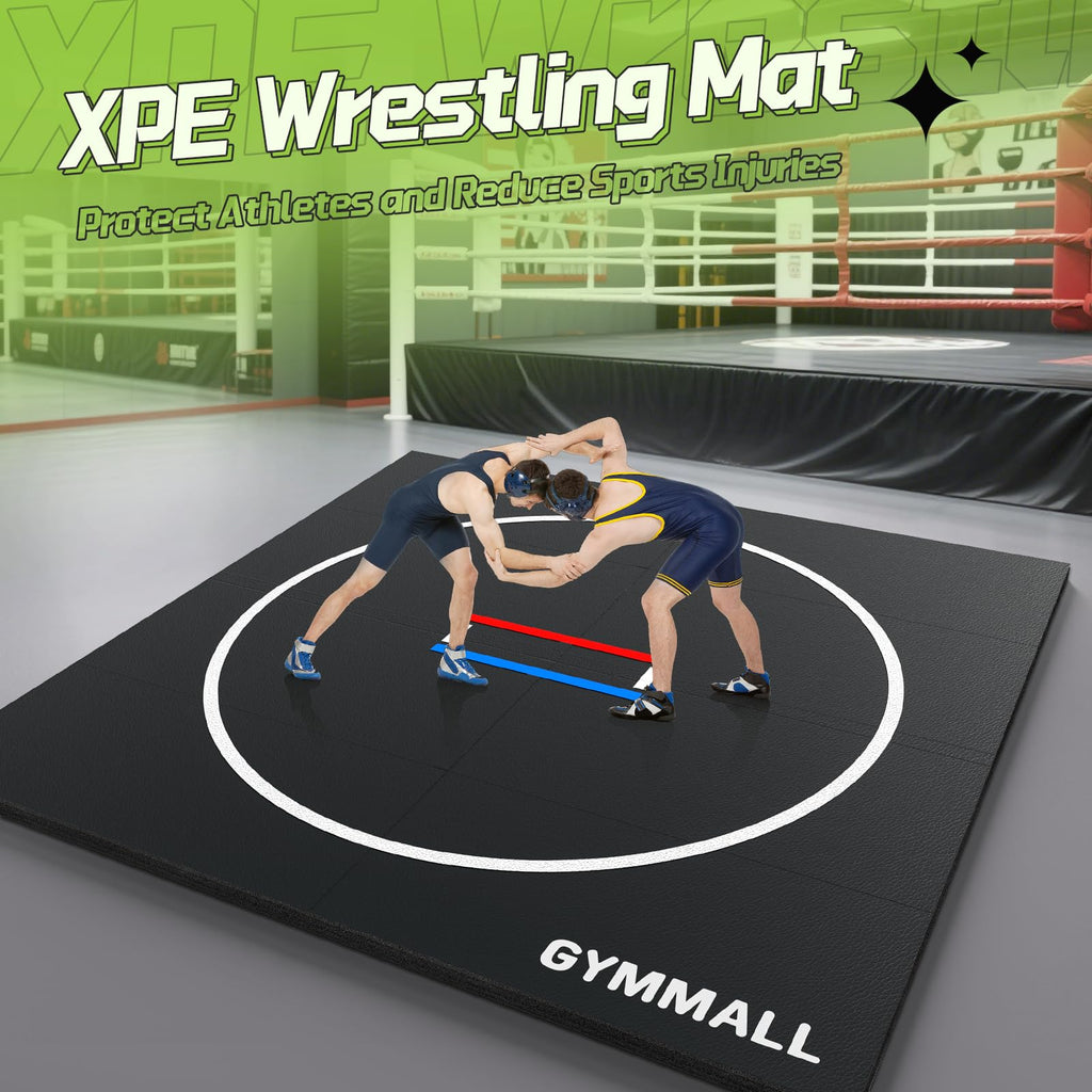 Wrestling Mat 10'x10'/8'x8'/6.6'x10' for Home Outdoor Indoor, 1.2" Thick Foldable XPE Jiu Jitsu Floor Exercise Mat for Gymnastics, PE Training, BJJ, MMA, Martial Art, Grappling, Judo, Boxing, Yoga