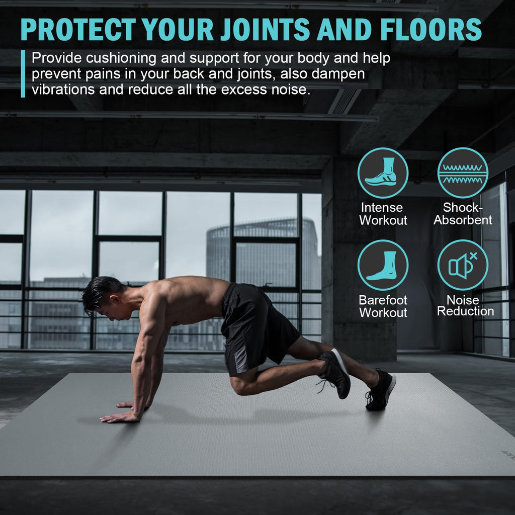 Large Exercise Mat 8'x5'|12'x6'|10'x6'|6'x4'|6'x2' Workout Mat for Home Gym Mats Exercise Heavy Duty Gym Flooring Fitness Mat Large Yoga Mat Cardio Mat for Weightlifting, Jump Rope, MMA, Shoe-Friendly