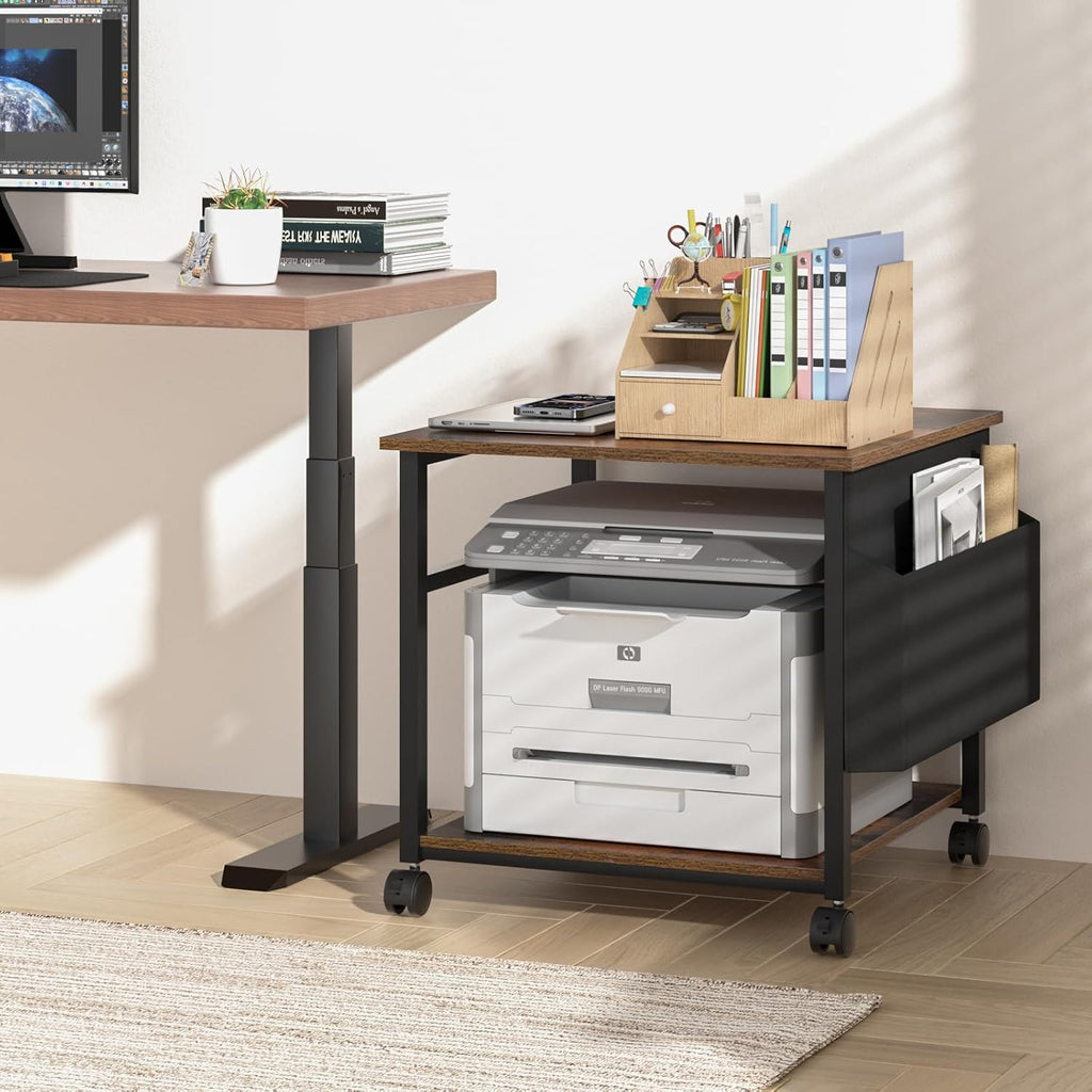 Lerliuo Brown Large Printer Stand with Storage